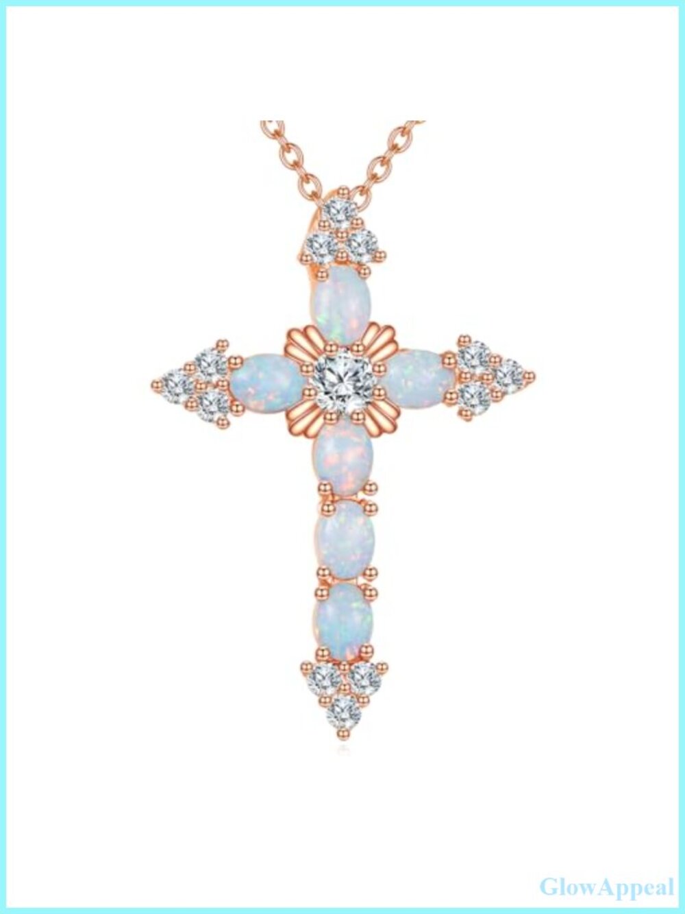 14k Gold Plated Opal Cross Necklace Sterling Silver Moissanite Pendant